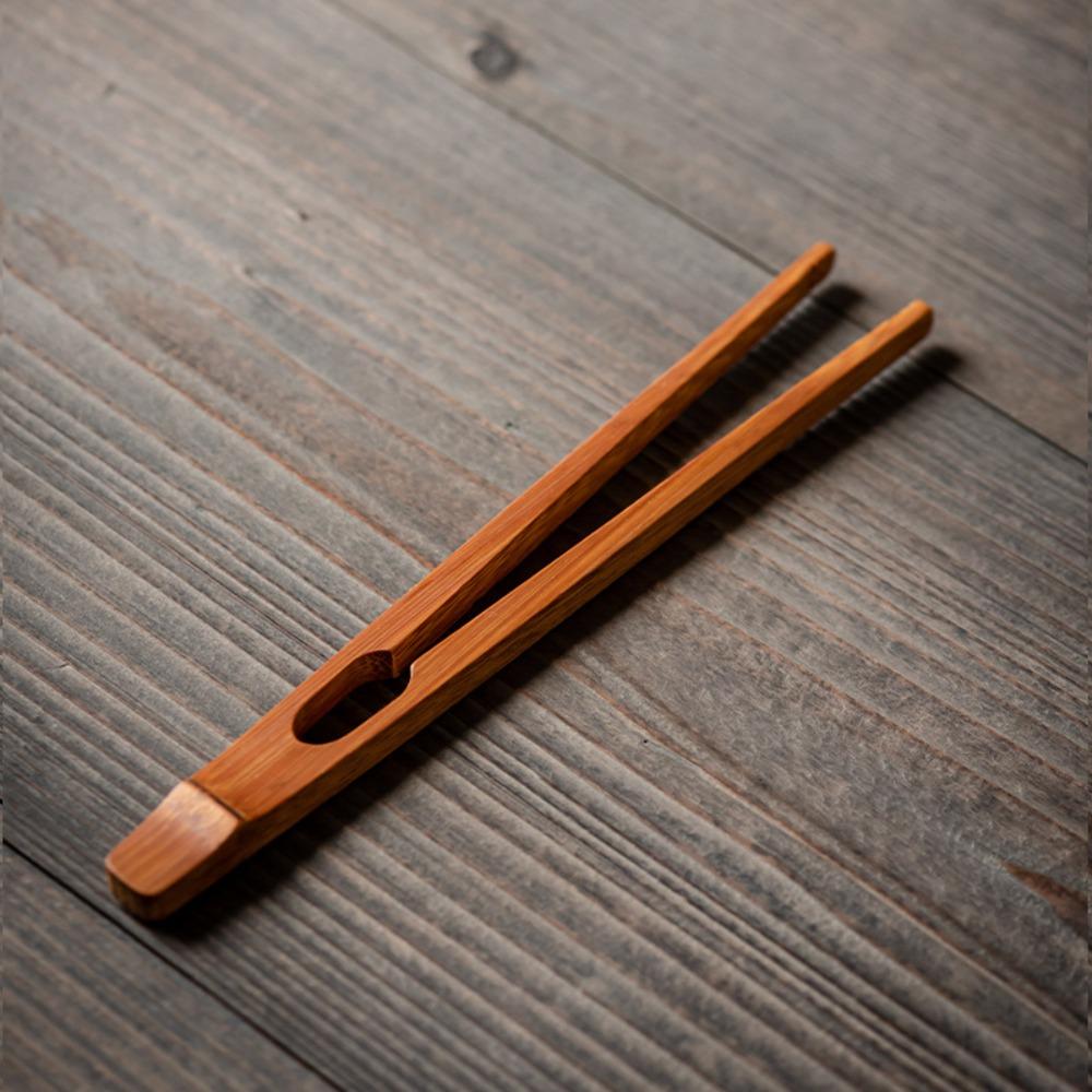 New Bamboo Wood Tea Clips Straight Durable Food Toast Salad Tongs Safe Tea Utensil Tweezer Kitchen