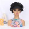Шляпа-парик Черная бейсболка с прикрепленными короткими афро-кудрявыми волосами - Синтетические волосы Афро-пучок Кудрявый парик для женщин