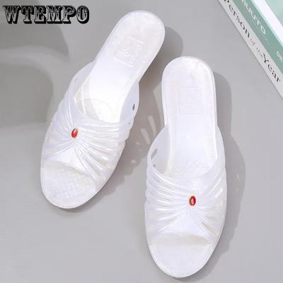Дышащие, плоские, толстые, нескользящие, повседневные белые тапочки, женские, весна-лето, большие размеры, однотонные сандалии
