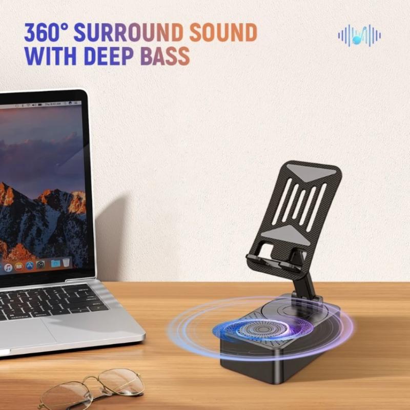 Bluetooth-динамик с подставкой для телефона 5 в 1 Держатель для мобильного телефона Основание-подставка 360° Power Bank 5000 мАч