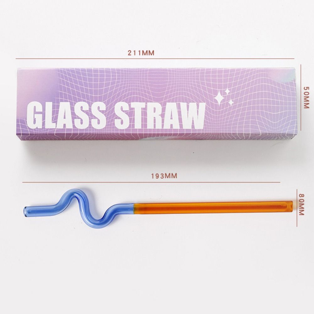 Reusable Washable Transparent Juice Milk Drinking Gift Box Set Drinking Tube Glass Straw