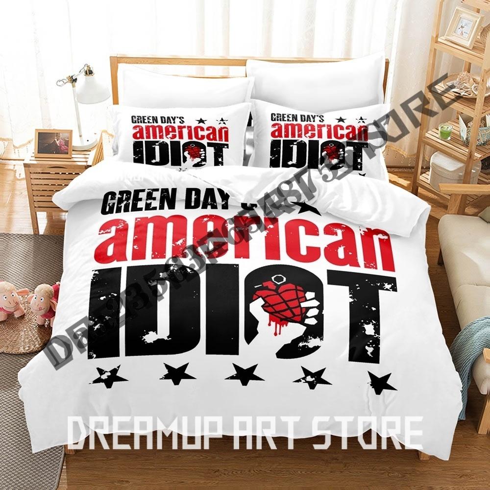 3D Печать Green Day AMERICAN IDIOT Комплект постельного белья Односпальный Twin Full Queen King Размер Комплект для кровати Взрослая спальня Комплекты с пододеяльником Аниме Постельное