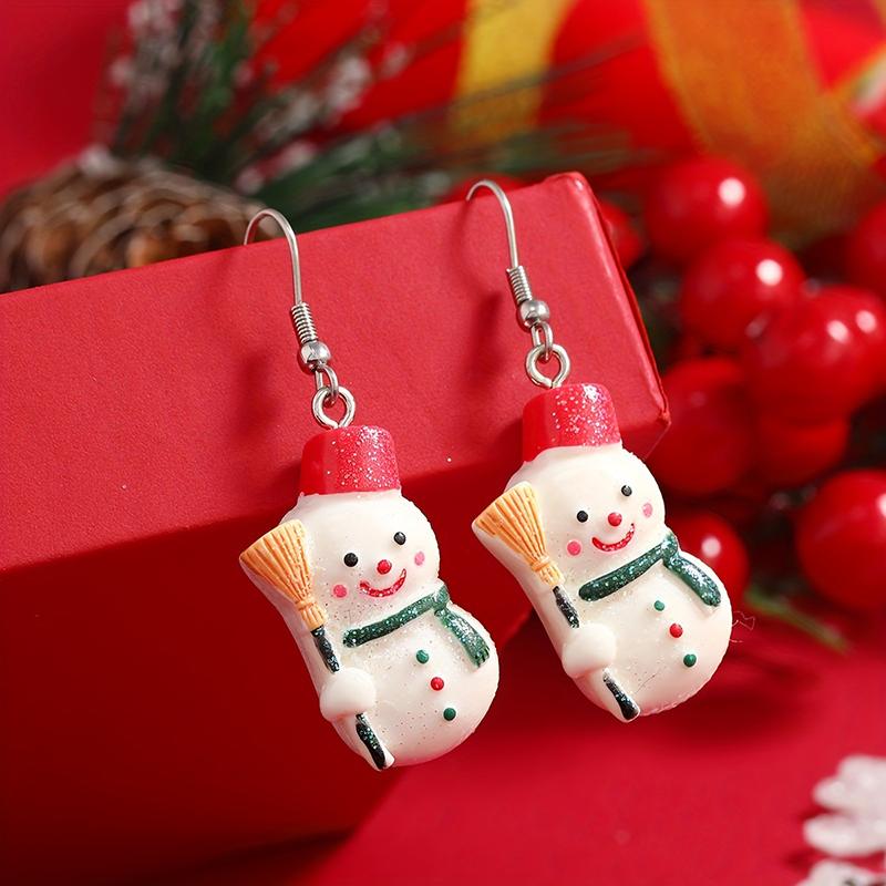 1 комплект минималистичных бусин в виде рождественской елки, серьги для женщин и девочек, милый снеговик, Санта-Клаус, кулон, ожерелье, ювелирные изделия, подарки
