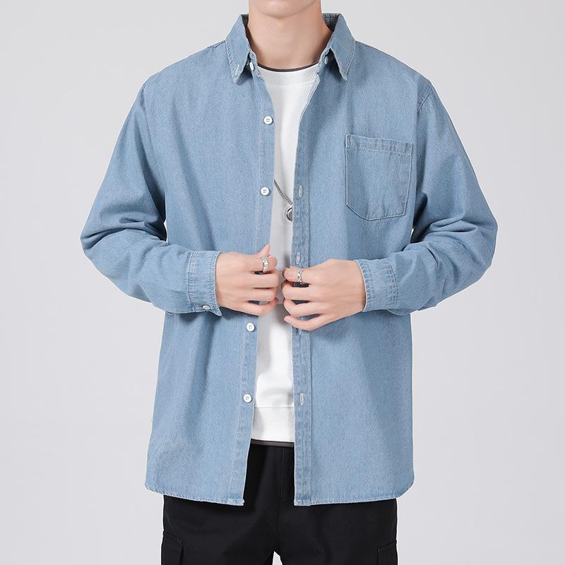 Джинсовая рубашка мужская с длинными рукавами осенний тренд первоклассная одежда Sense of Autumn мужская рубашка Tooling свободная повседневная куртка в японском стиле