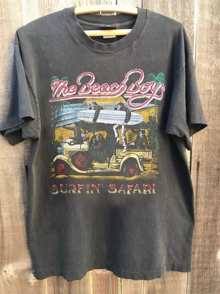 The Beach Boys Band Surfin#039 Safari 90s Basic Charcoal Unisex Tshirt Reprint Unisex T-Shirt