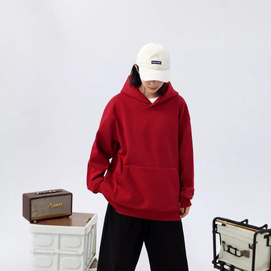 Флисовый пуловер с приспущенными плечами, капюшоном и карманом, парная толстовка, утолщенная, оверсайз, трендовая, молодежная