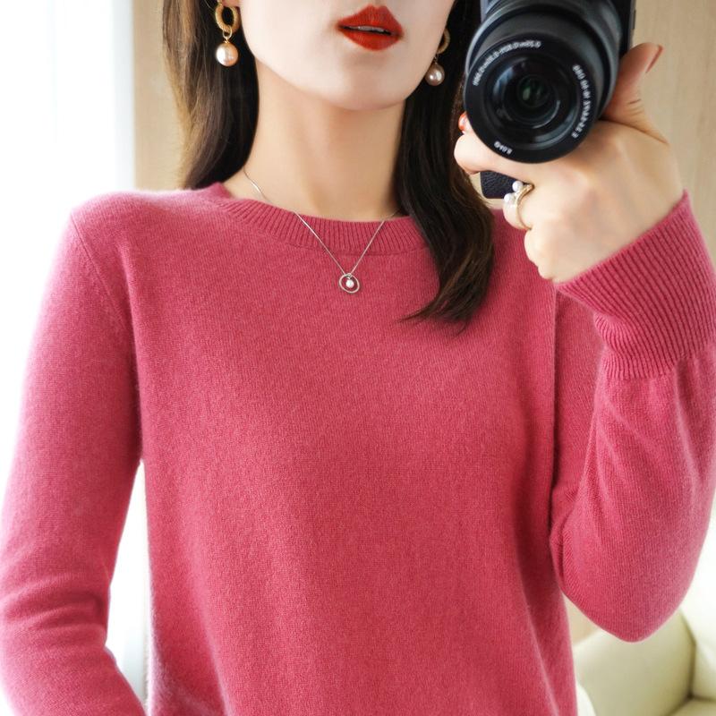 Женский свитер с круглым вырезом, осень-зима, базовый пуловер, теплые повседневные джемперы, корейская модная весенняя трикотажная рубашка, нижняя рубашка