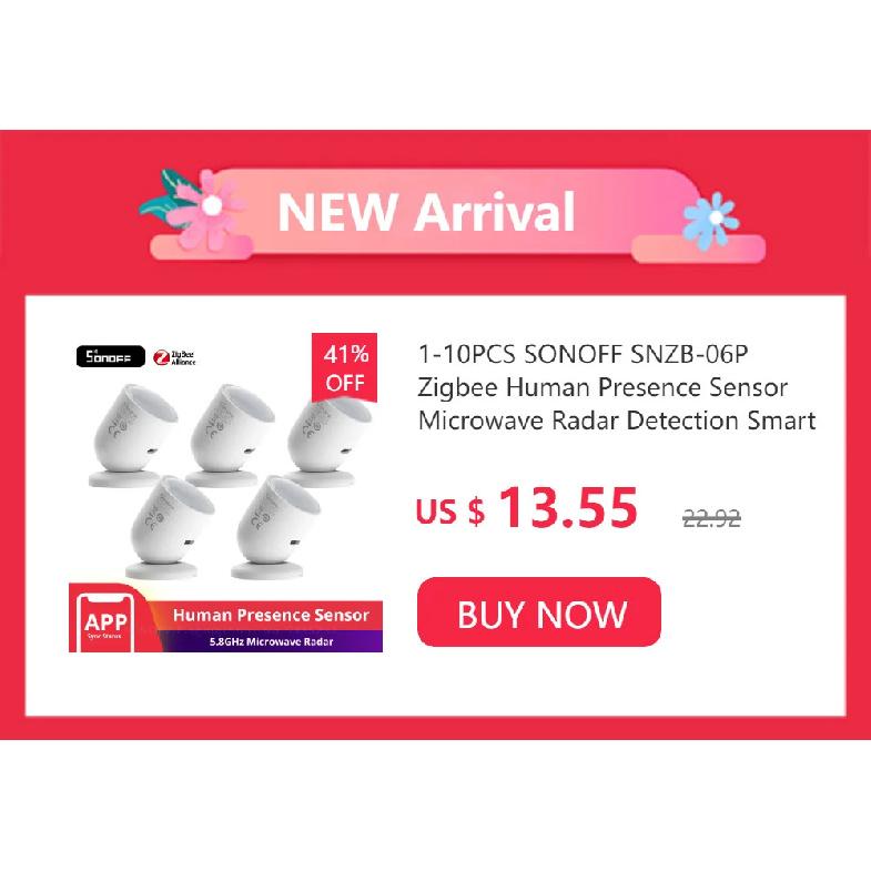 SONOFF SNZB-06P Zigbee Human Presence Sensor Rardar Detector Motion Sensor Smart Home Automation for Alexa Alice ZHA Zigbee2MQTT