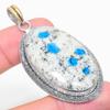 K2 Blue Azurite Two Tone 925 Sterling Silver Jewelry Pendant 2.48" Q3l04
