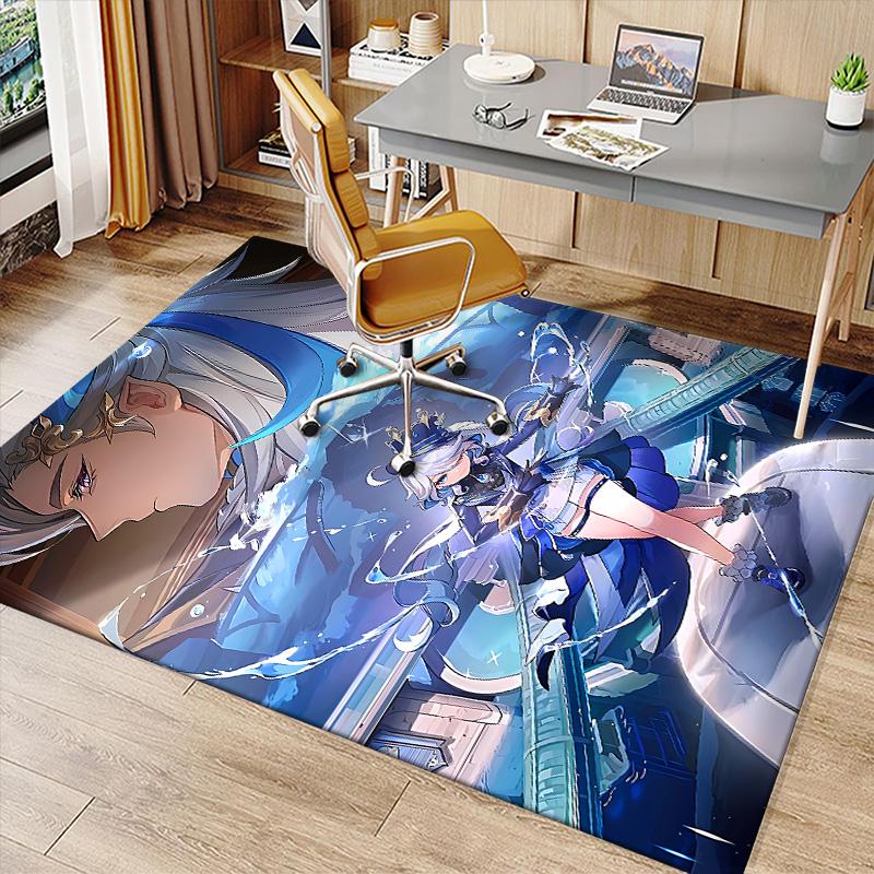 Genshin Impact Navelette Printed Absorbent Washable Carpet, Non-Slip Bathroom Mats, Kitchen Rugs, Yoga Mat,Living Room Entrance, Camping Picnic Rugs