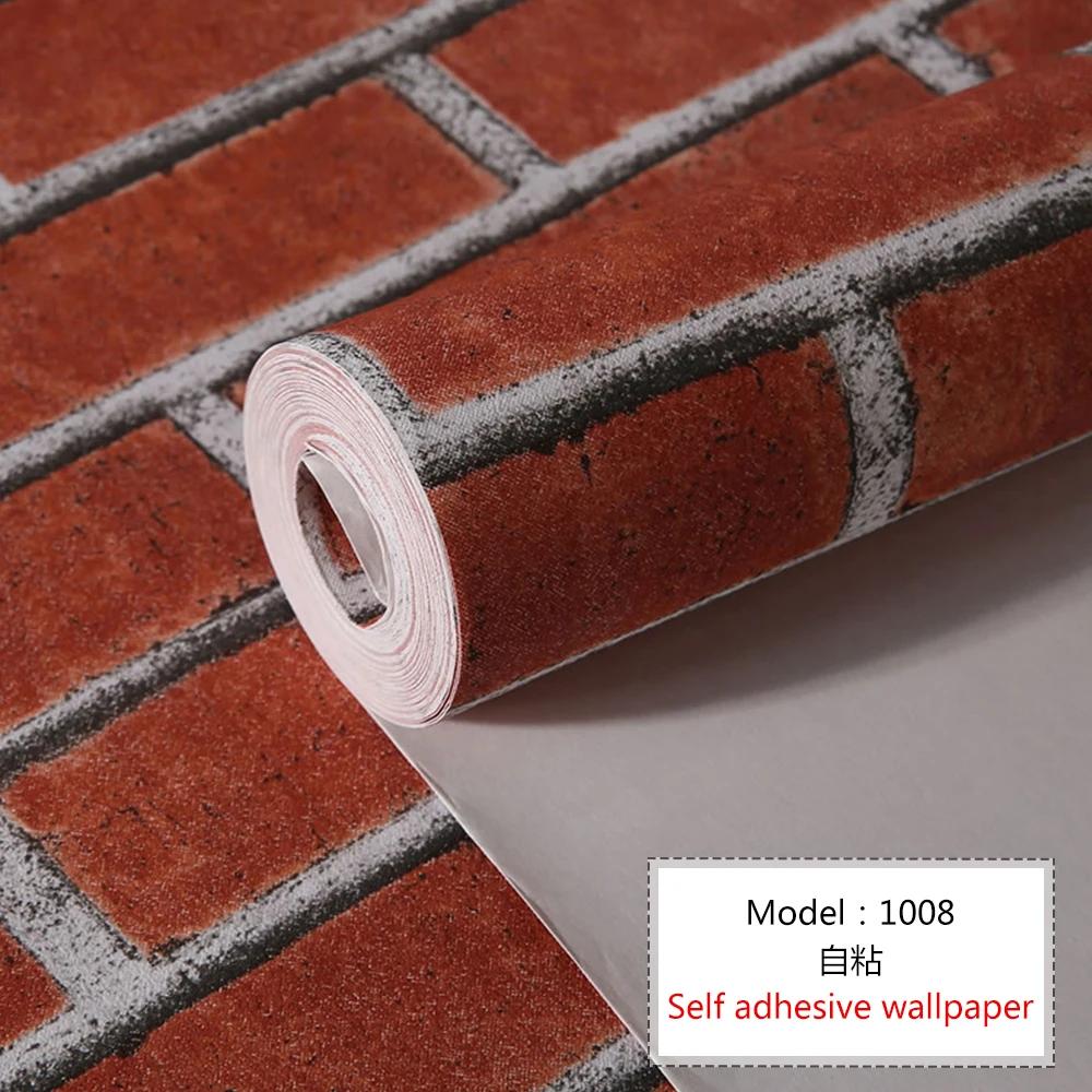 Self Adhesive Wallpaper Cafe Clothing Store Restaurant Brick Pattern Wallpaper 3D Retro Brick Culture Stone Pattern Wallpapers