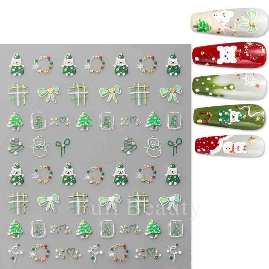 Рождественские наклейки для ногтей, самоклеящиеся наклейки для дизайна ногтей, Рождество, Санта, лось, снежный колокольчик, крутой дизайн, Рождество