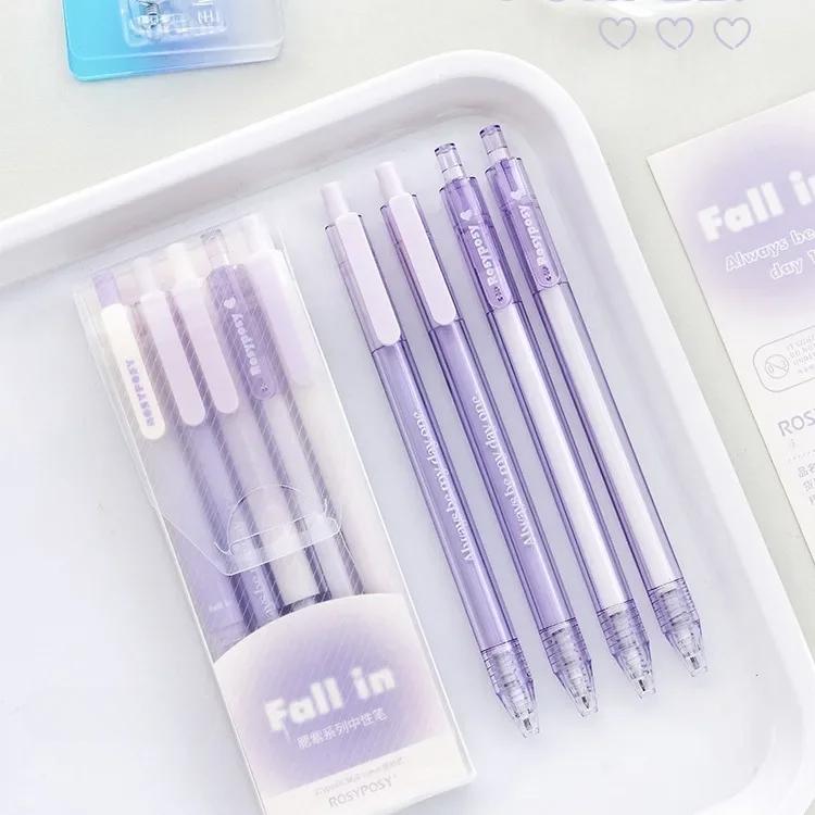 5 шт./кор. Ins Aesthetic Blush Gradient Color Gel Pen Kawaii Girls Stationery 0,5+0,38 мм Black Ink Quick-dr Test Note Writing Pen