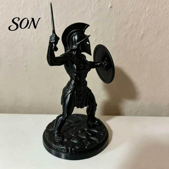 Halloween Themed Display Pieces 3D Printed Female Gladiator Statue, Spartan Woman Warrior Figurine with Collectible Statue Shield, Historical Desktop