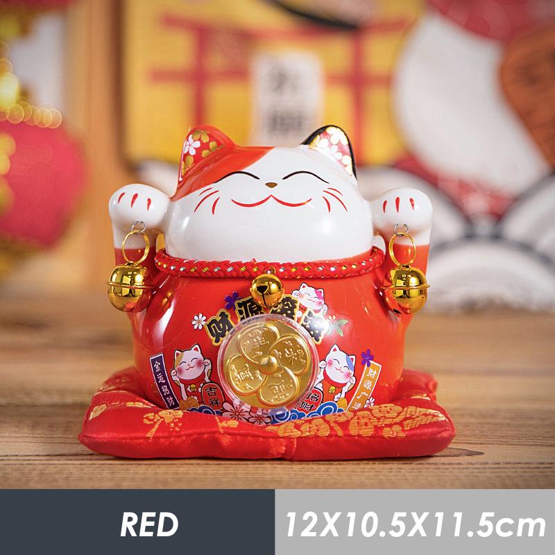 4,5-дюймовая керамическая монетница Maneki Neko Lucky Cat Fortune Colored Cat Golden Circle Home Decoration Gift Feng Shui Figure