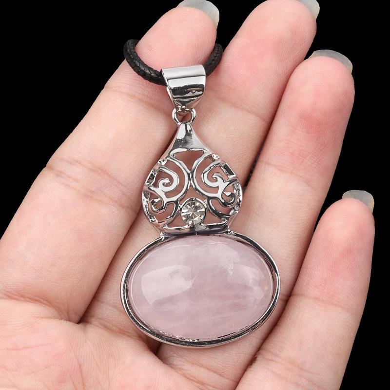 Healing Crystal Alloy Gemstone Inlaid Gourd-shaped Pendant Natural Stone Charms Healing Energy Jewelry Unisex Gift Balance Luck