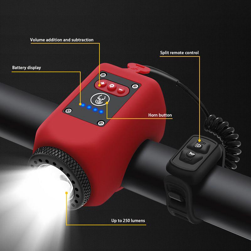 120 DB Horn For Bike 120 DB Waterproof Bike Lights For Night Riding USB Rechargeable 180 Degree Viewing Angle Flashlight