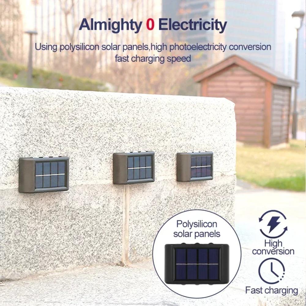 Outdoor 6/8/10 LED Solar Garden Light Solar Wall Lamp Up And Down Luminous Waterproof Solar Powered Wall Washer Light Yard Street Decor