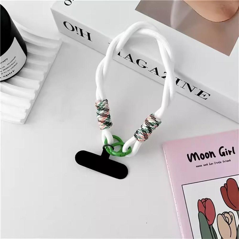 with Patch Mobile Phone Lanyard Braided Phone Hanging Chain Phone Wrist Strap Mobile Case