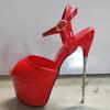 Summer 19cm Metal Thin High Heels Sandals Female Platform Women's Shoes Narrow Band Steel Pipe Dance Buckle SM Stripper Pumps