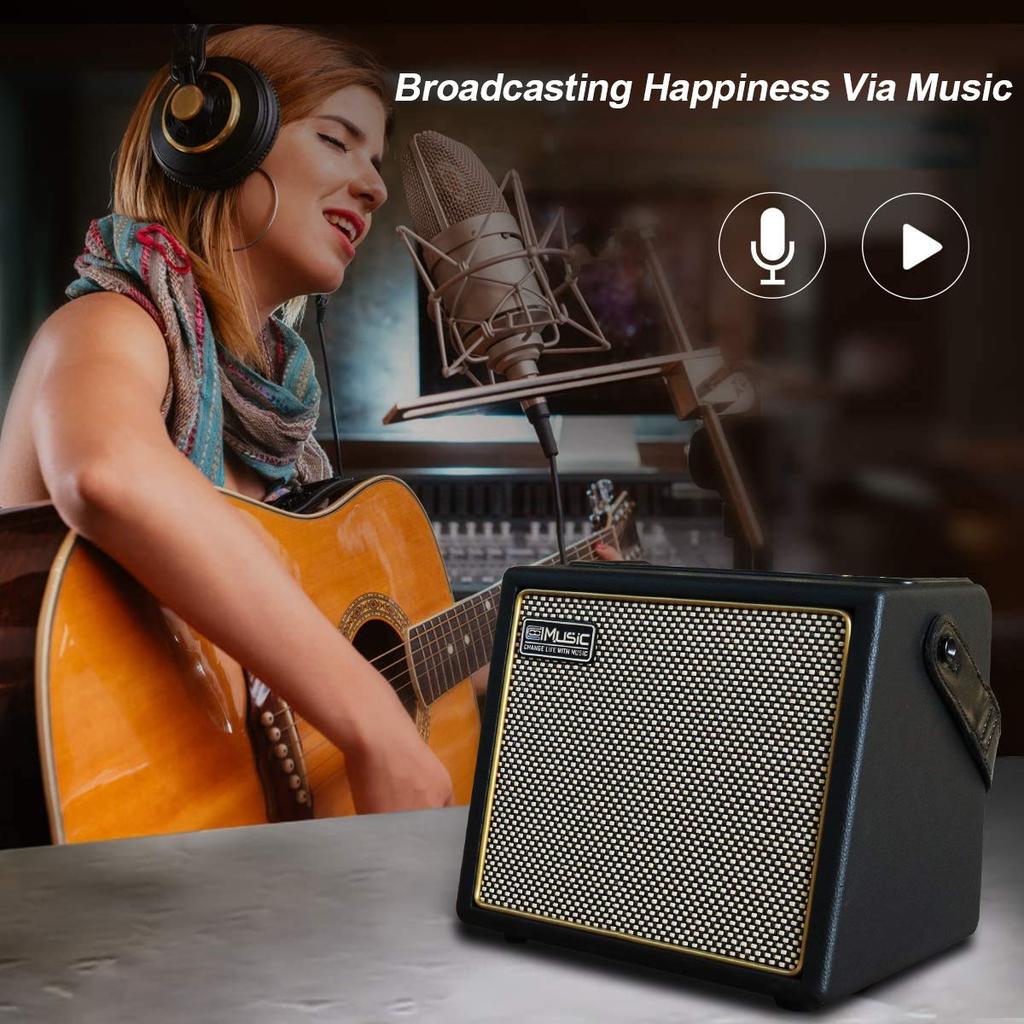 Coolmusic BP MINI Акустическая гитара Перезаряжаемый портативный усилитель с BT-динамиком и микрофоном, эффекты Treble и Chorus, вход 30 Вт, громкость,
