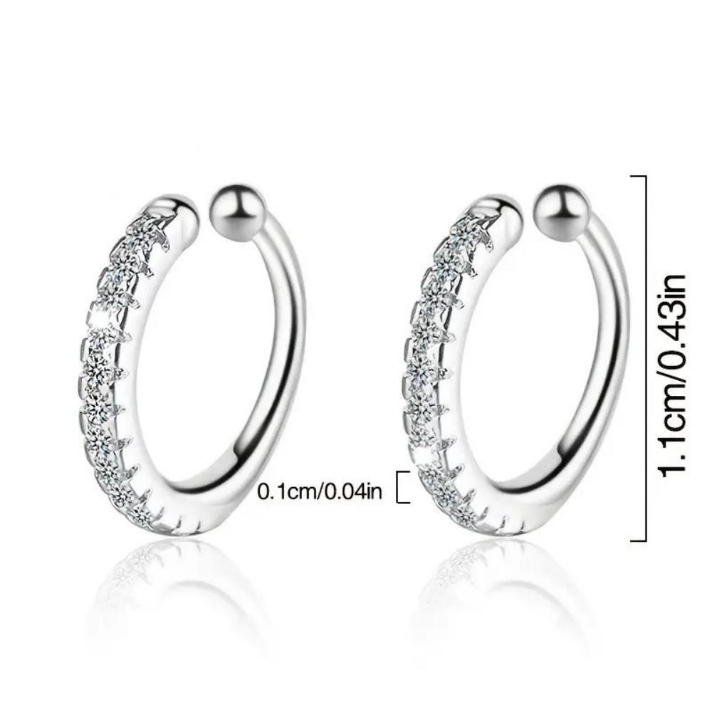 925 Silver Plated Hypoallergenic Letter C Type Zircon Clip Earrings Punk Rock Rhinestone No Hole Clip Ear Women's Jewelry Gift