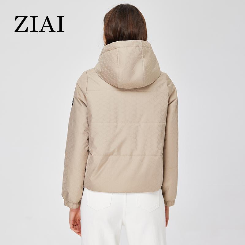 ZIAI 2023 женская весенняя куртка классическая короткая с капюшоном повседневная тонкая хлопковая молния высокое качество узор тканевое пальто женское ZM-20360