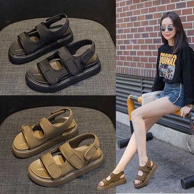 Обувь Черные женские туфли на платформе, сандалии для женщин, водонепроницаемые, на танкетке, для активного отдыха, лето 2024 г., открытый носок, средний каблук, комфорт