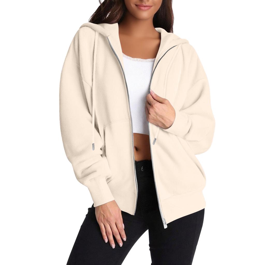 Женская толстовка на молнии с длинным рукавом, спортивная куртка с карманом, модная одежда