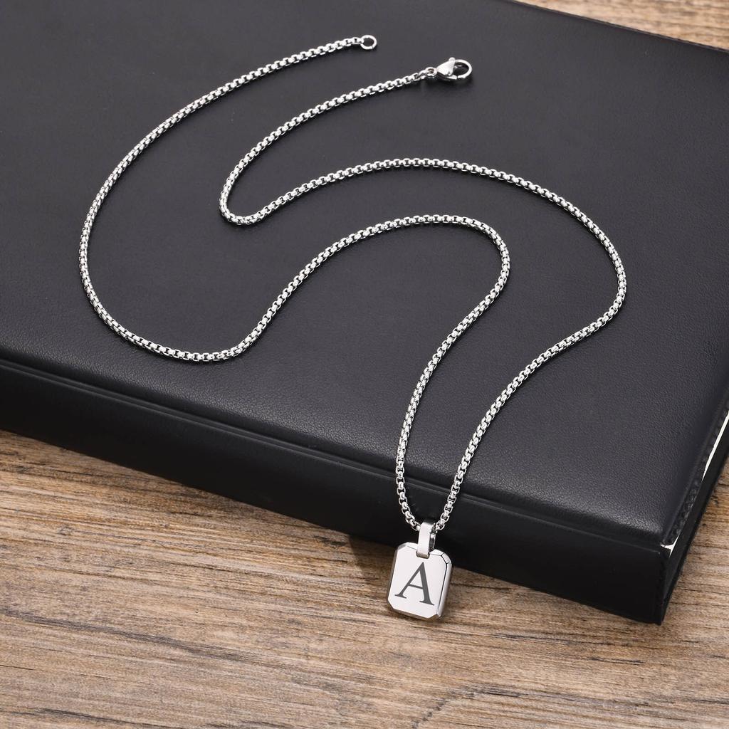 Стильное ожерелье с 26 буквами для мужчин, водонепроницаемое ожерелье с квадратной подвеской из нержавеющей стали, ожерелья с инициалами алфавита, подарки