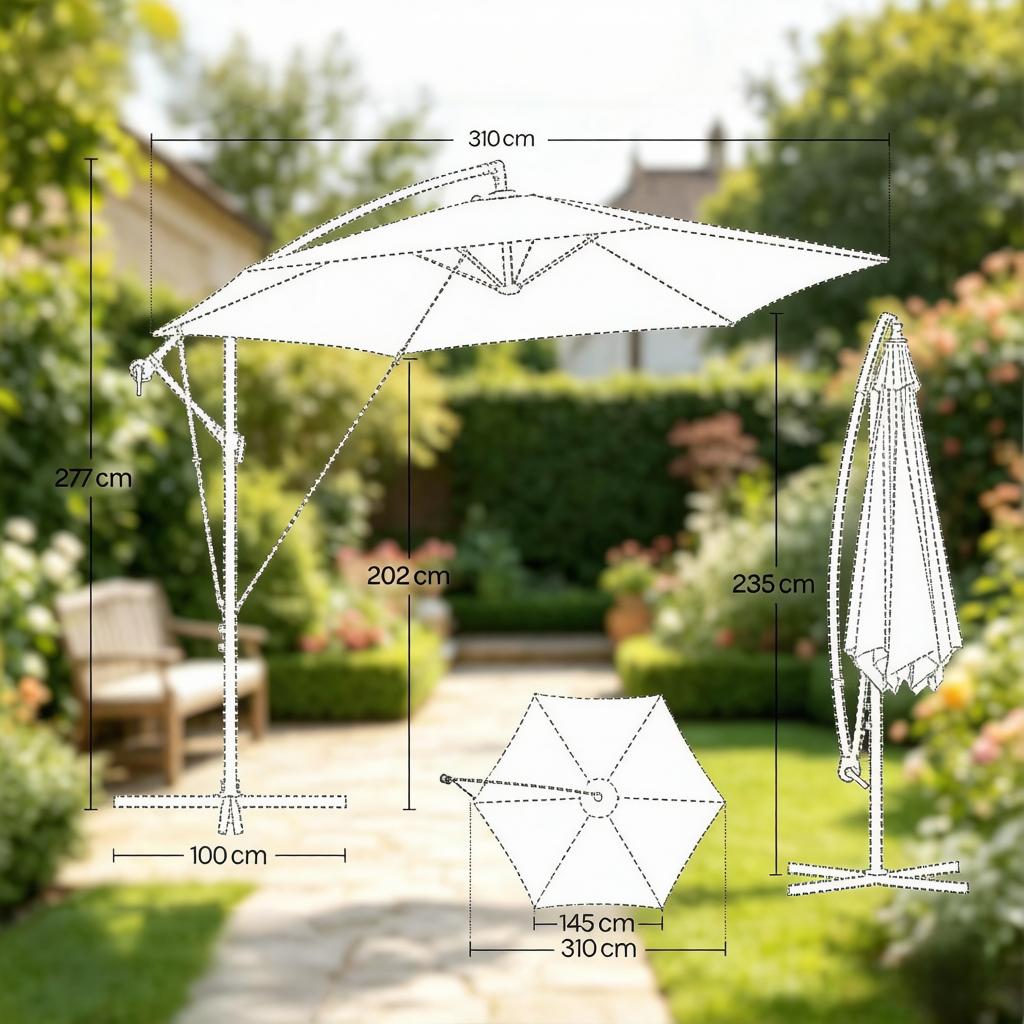 Garden Parasol, Foldable Parasol, Pool Parasol, Flexible Outdoor Parasol (includes only parasols)