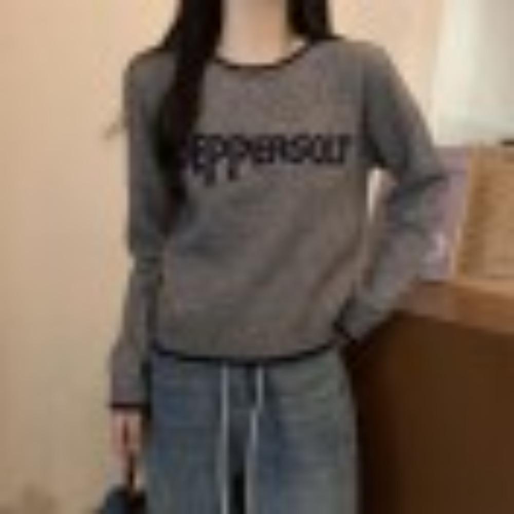 Свитер с круглым вырезом и надписью для женщин в непринужденном осенне-зимнем стиле, модный вязаный свитер-топ для миниатюрных людей