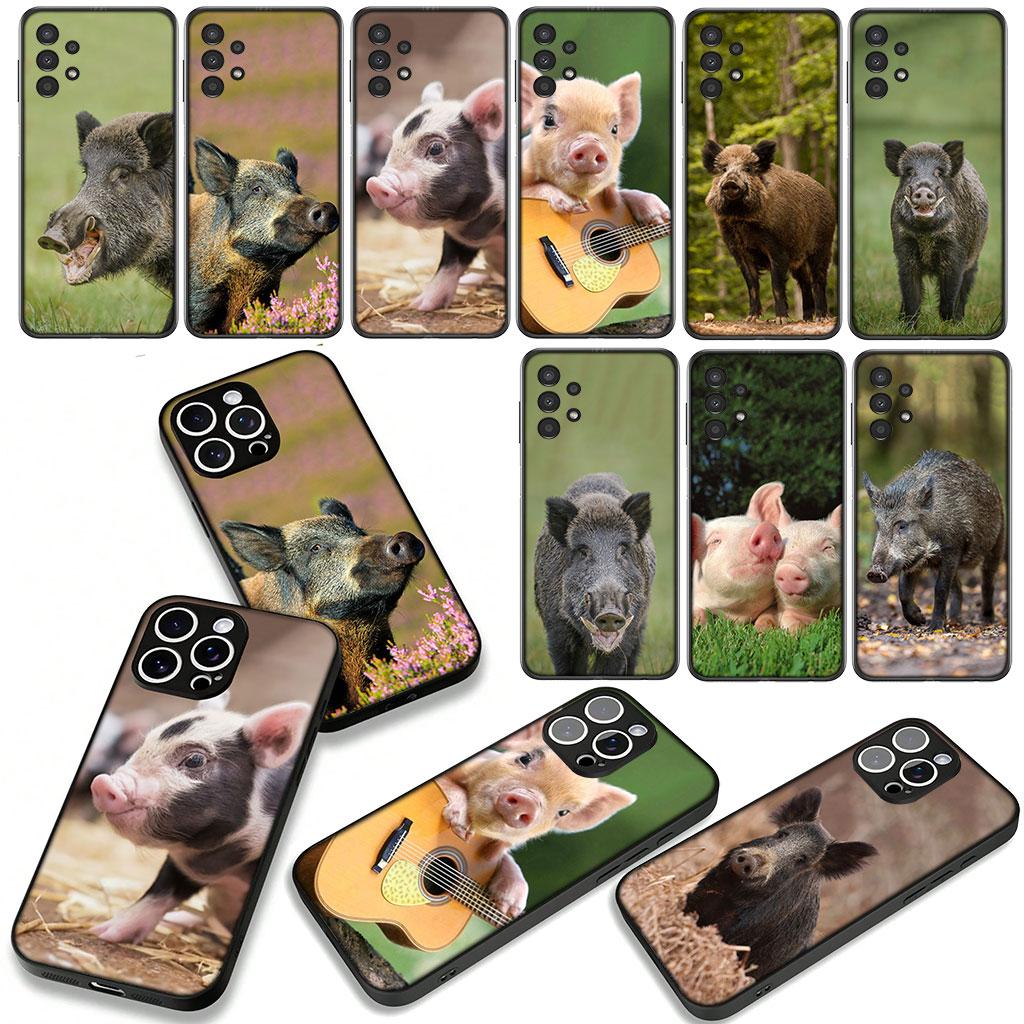 Wild Boar Pig Phone Cover for Samsung Galaxy A36 A17 A26 A07 A35 A54 A53 A13 A33 A34 S8 S9 S20 S21 FE S10 Plus Case