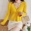 Sweater Jacket Women's Autumn Clothing New Fashion Short Long-sleeved Solid Color Lazy Knitted Sweater Women's Cardigan