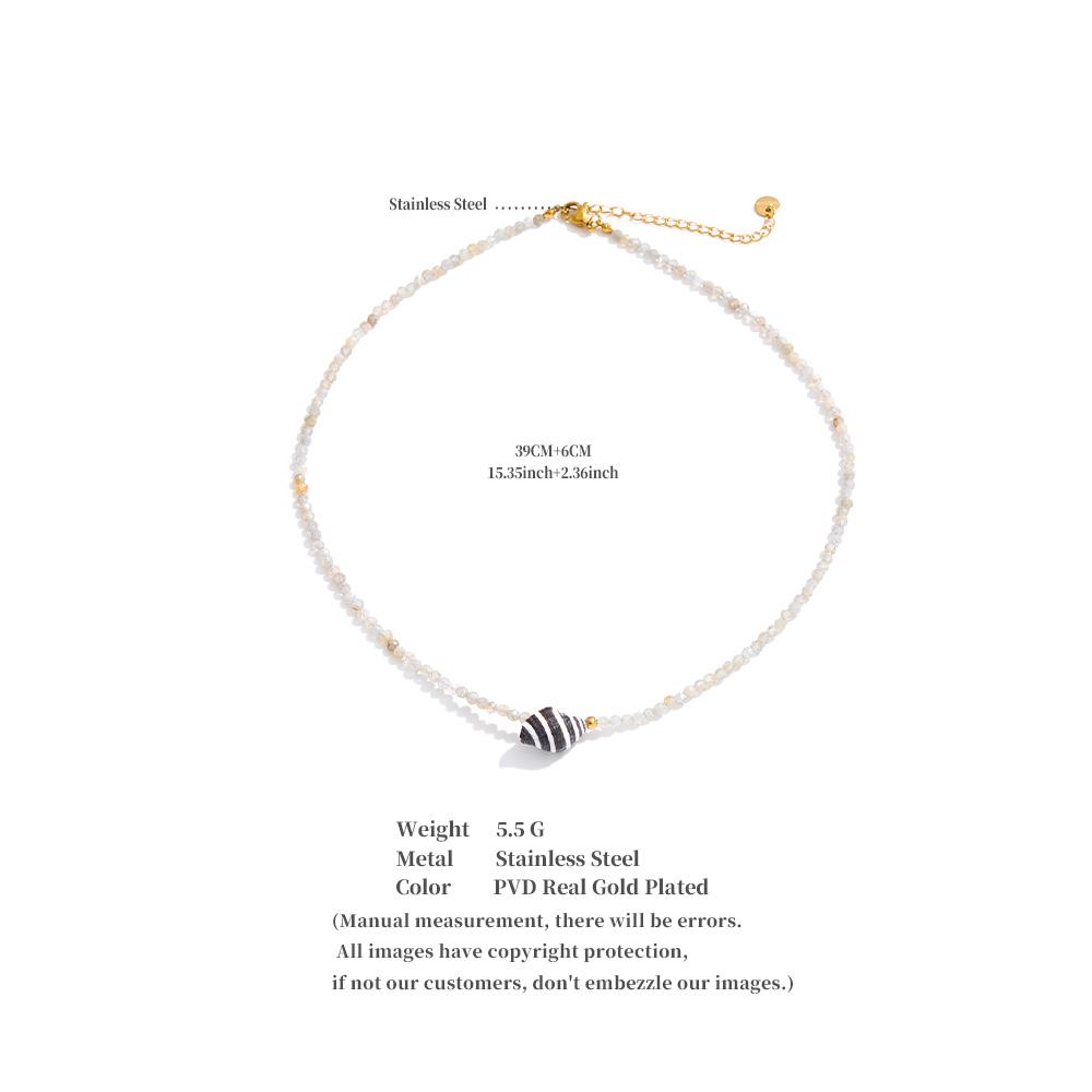Yhpup Stainless Steel Conch Pendant Necklace Handmade Accessories White Gray Crystal Bead Chain Summer Collar Cheaper Jewelry