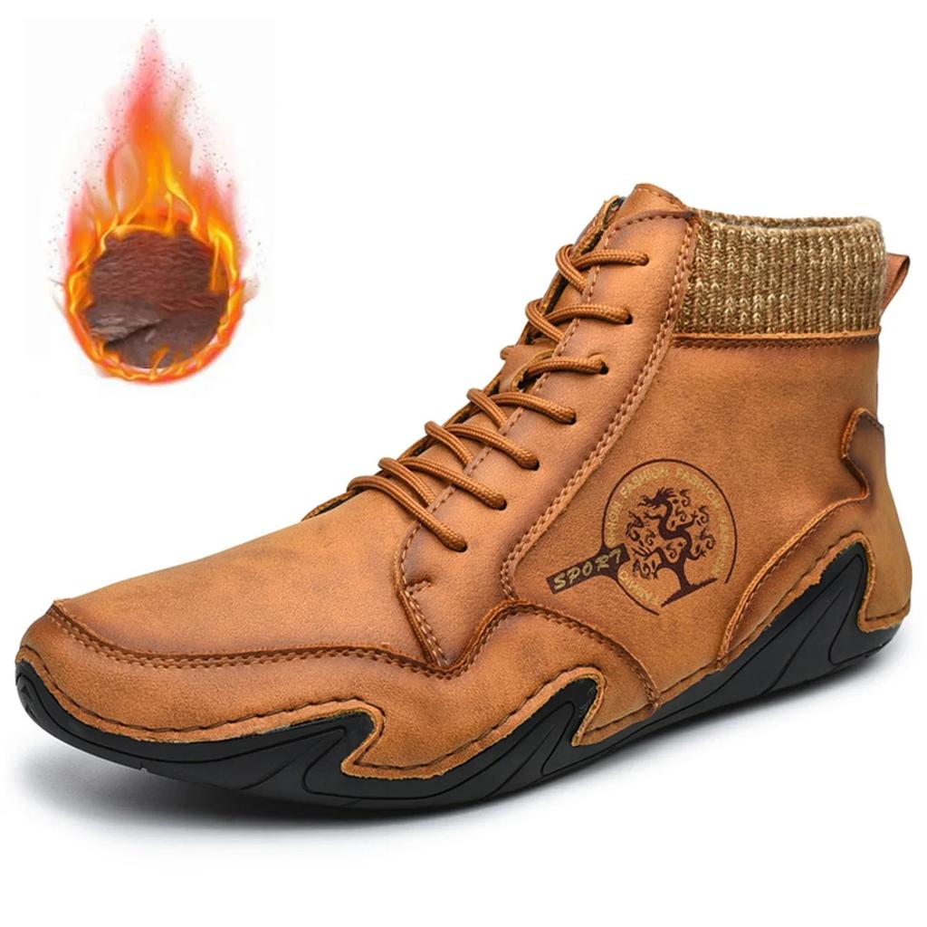 Удобная кожаная повседневная обувь для мужчин, легкая и прочная нескользящая обувь на плоской подошве для всех сезонов, мужские ботинки