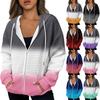 Women's Autumn And Winter Casual Fashion Hoodie Sweatshirt Printed Zip Jacket With Pockets
