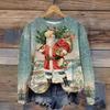 Женский рождественский топ с круглым вырезом и длинным рукавом с 3D-принтом