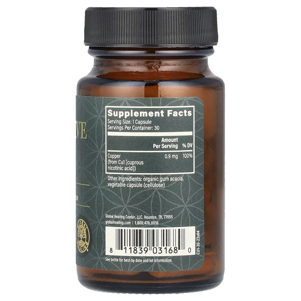 Биоактивная медь, 30 капсул (0,9 мг на капсулу)