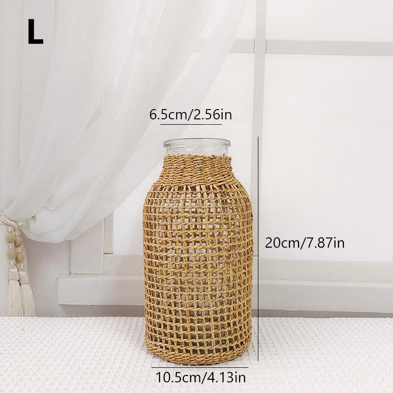 Ваза из ротанга для дома, декор для дома, настольные сухоцветы, плетеная ваза для деревенского ретро-плетения, художественная ваза для дома, гостиная