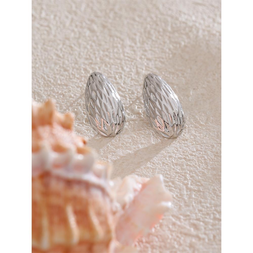 Eetit Stainless Steel Vintage Striped Geometric Stud Earrings for Women Minimalist Daily Wear Statement Jewelry Wholesale