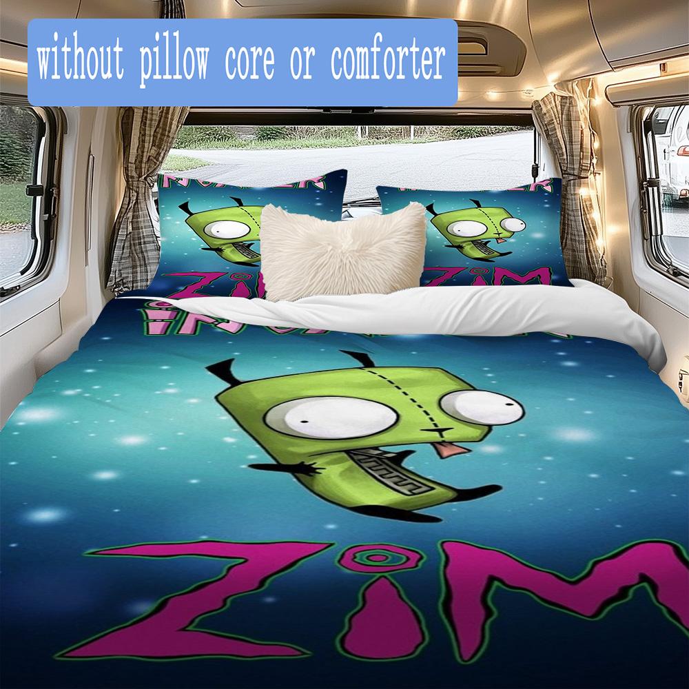 Invader Zim Pattern Bedding,Quilt Set Quilt Cover Pillowcase Home Birthday Gift (1*duvet cover+2*pillowcase,without core)ZSJT0917051