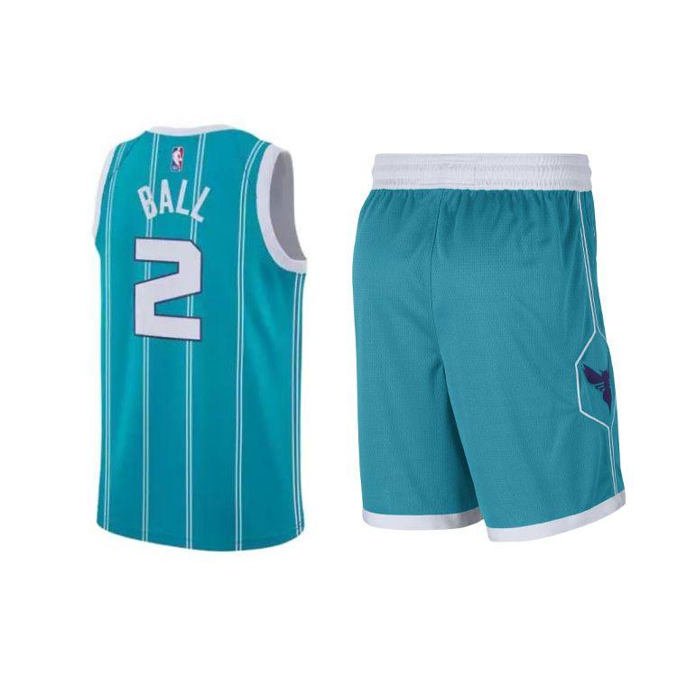 Jordan Баскетбольный комплект с цветным логотипом NBA и шортами средней посадки, мужские комплекты цвета мяты и зеленого CN8016-453+CN8083-443