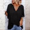 Летняя женская футболка, свободные топы с v-образным вырезом, повседневная женская футболка, шифоновая рубашка