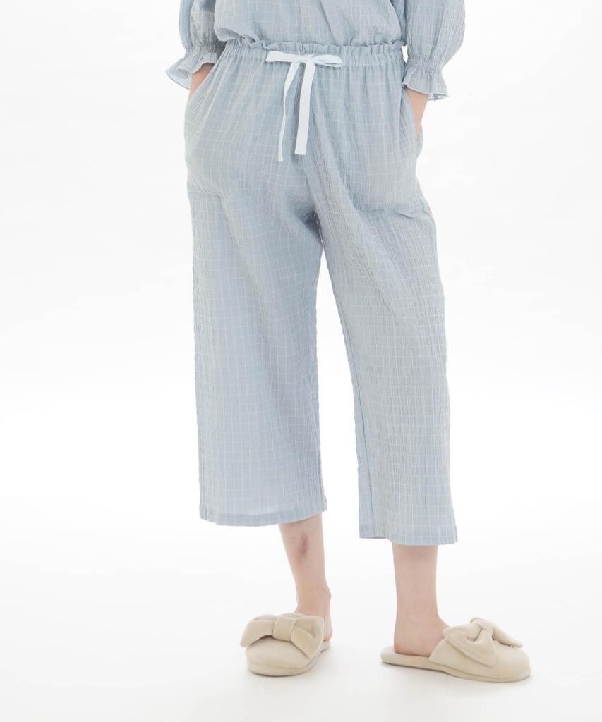 Пижамный комплект с вуалью и сборками, в клетку, синий [Narue], женский, ML