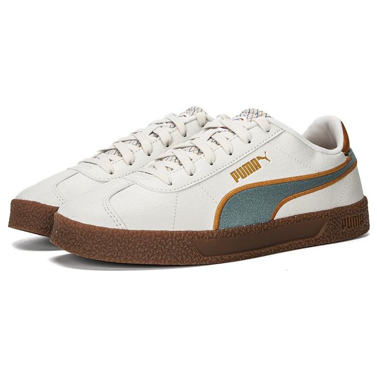 Puma Клубные Ретро Преп Унисекс Белые Серые Зеленые Низкие Повседневные Кроссовки 389404-02