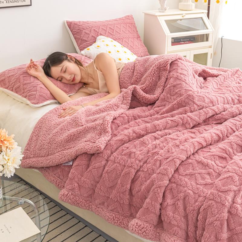 Плюшевый многоцветный плед из овечьей шерсти и тафты - Идеален для офиса, осени, зимы и всех сезонов