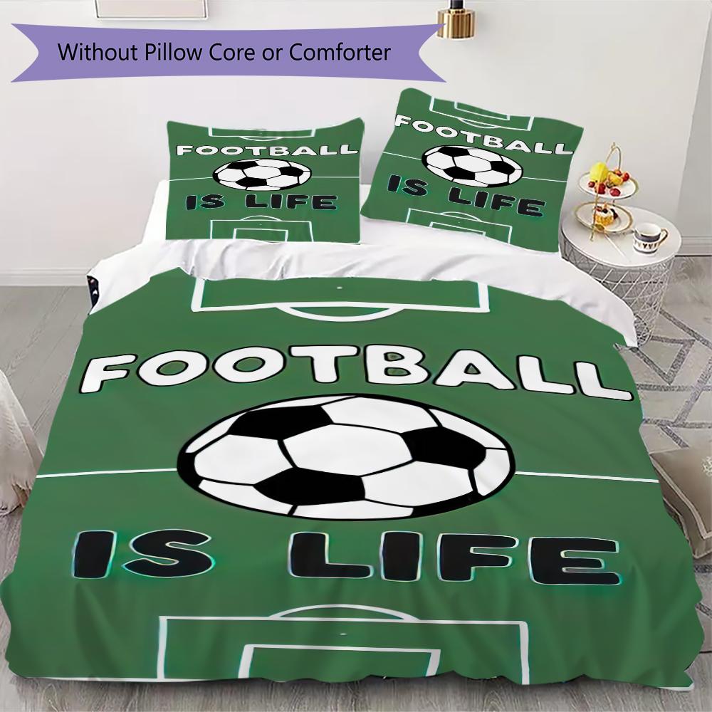 1PC Soccer Football Theme Bedding Quilt Set Quilt Cover Pillowcase Home Decoration Birthday Gift (1 * duvet cover + 3 * pillowcase, without core)A2