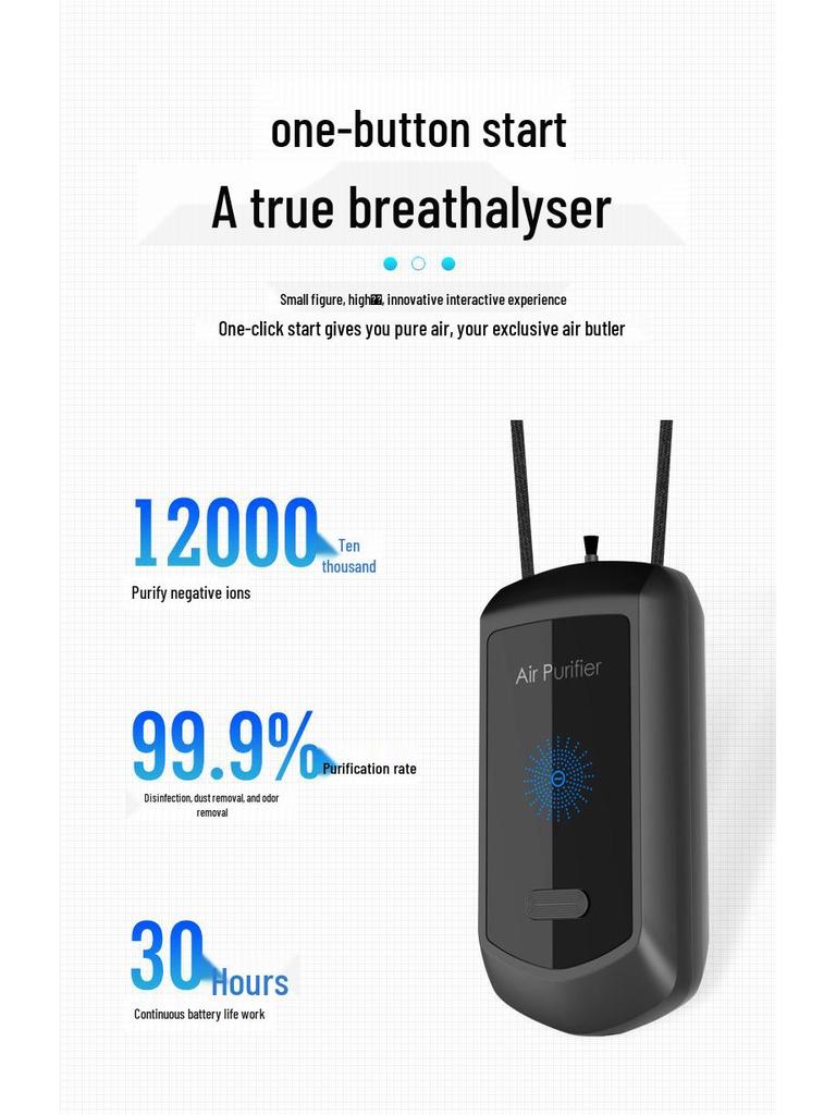 Носимый персональный очиститель воздуха с отрицательными ионами