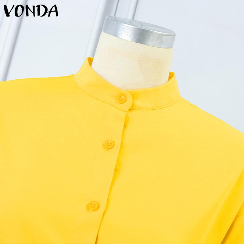 VONDA Женские платья больших размеров с воротником-стойкой и оборками, с длинными рукавами